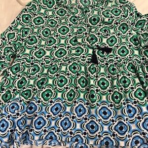 Crown & Ivy Teal and Navy Circle Print Top